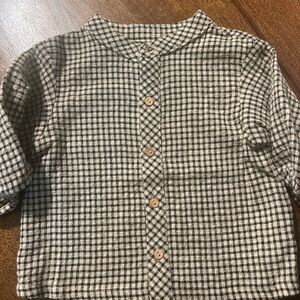 Zara Baby Girl Beige and Black Plaid Shirt